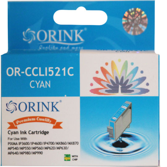 Orink Συμβατό Μελάνι Εκτυπωτή InkJet Canon CLI521 9ml Κυανό 1τμχ