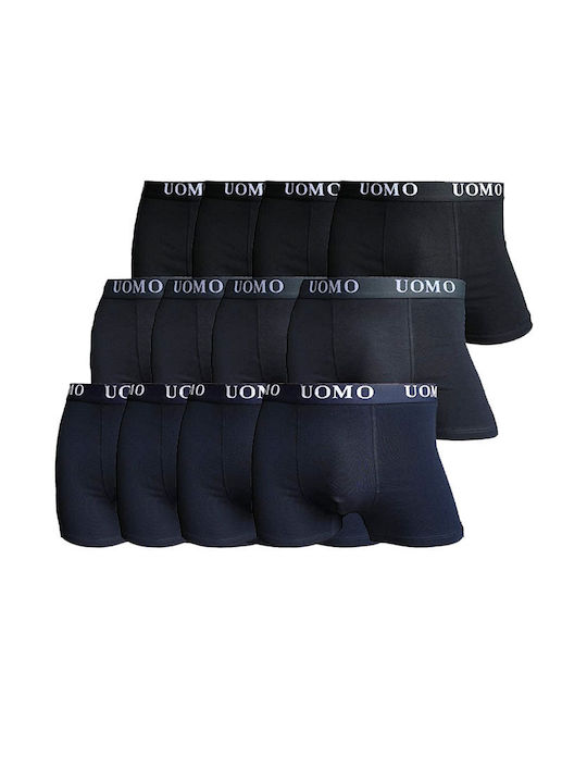 Uomo 1012 Men's Boxers Black Navy Blue Anthracite 12Pack