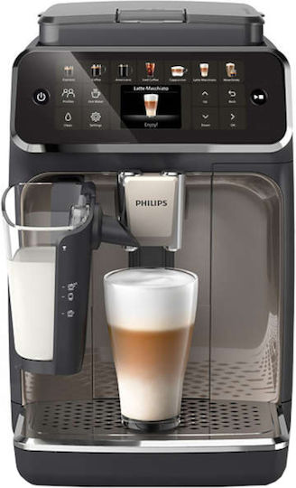 Philips Series 4400 Αυτόματη Μηχανή Espresso 1500W Πίεσης 15bar για Cappuccino με Μύλο Άλεσης Μαύρη EP4449/70