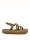 A.NI.MA Women's Flat Sandals with Strap Flatforms in Green Color