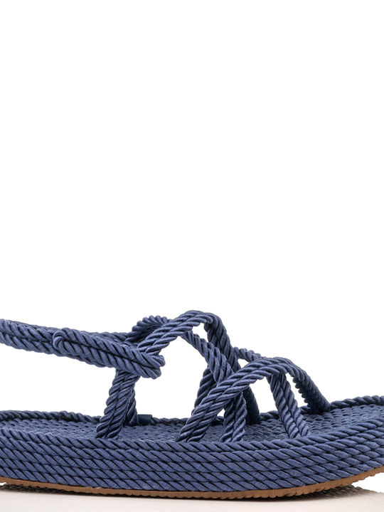 A.NI.MA Women's Flat Sandals with Strap Flatforms in Blue Color