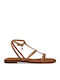 Women's Flat Sandals with Strap in Brown Color