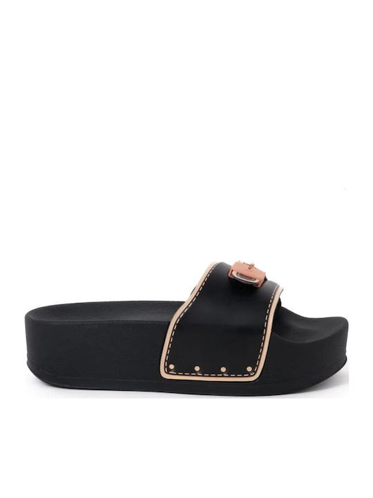 Scholl Pescura Γυναικεία Σανδάλια Flatforms Μαύ...