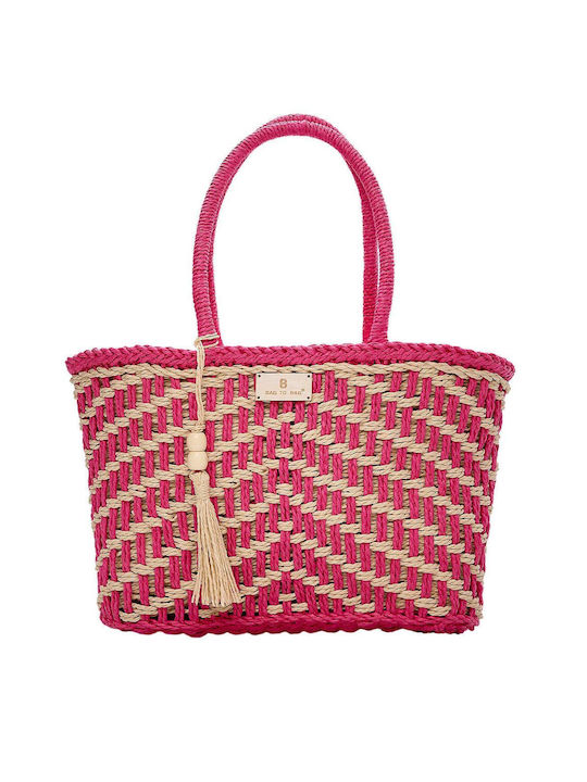 Bag to Bag Ψάθινη Women's Bag Shoulder Fuchsia