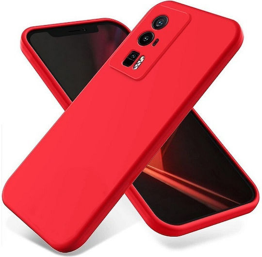 Soft Umschlag Rückseite Silikon Rot (Poco F5 Pro)