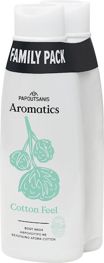 Papoutsanis Cotton Feel Душ Гел с Алое Вера и Аромат Жасмин 2x650ml