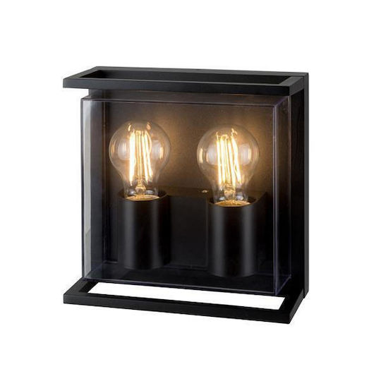 Eurolamp Επιτοίχια Εξωτερική Πλαφονιέρα E27 IP65 Διπλής Δέσμης 22x22x9.5εκ.