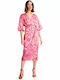Forel Midi Dress Satin Wrap Pink