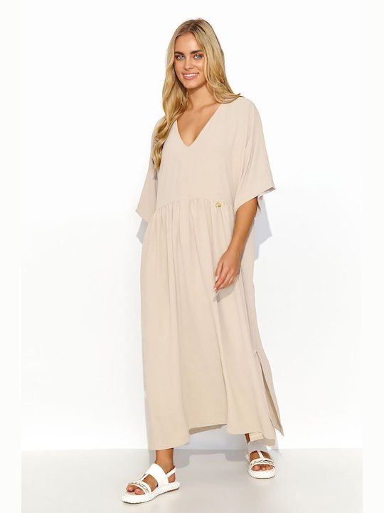 Makadamia Sommer Maxi Kleid Beige