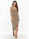 Numinou Dress with Slit Beige