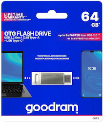 GoodRAM 64GB USB 3.2 Stick with connection USB-C Silver