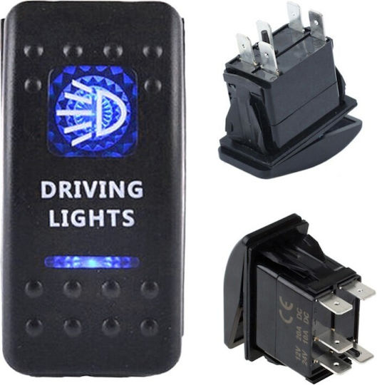 Comutator lumini auto 12V-24V Albastru