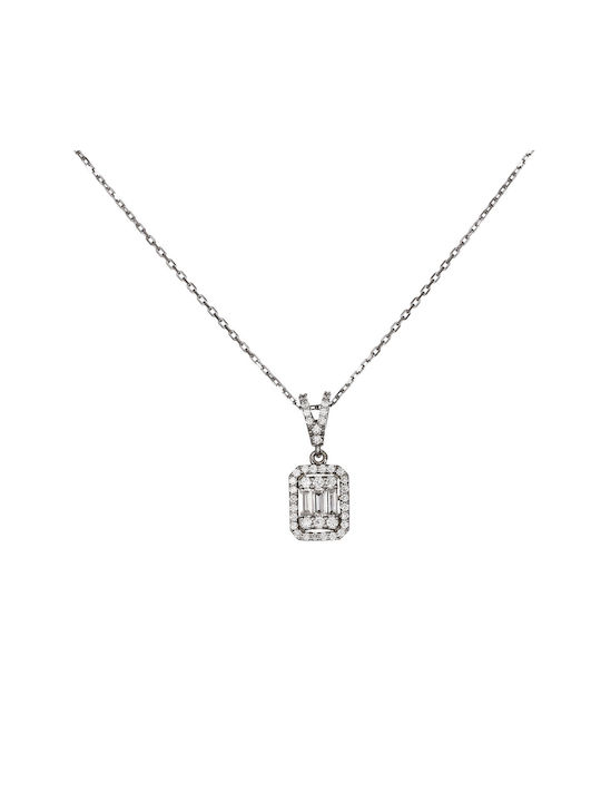 Necklace Rosette from White Gold 18k with Diamond