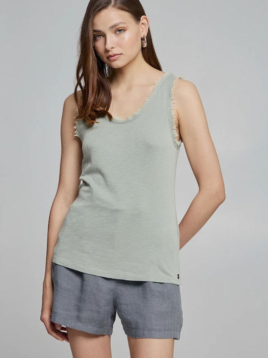 BSB Damen Bluse Ärmellos Khaki