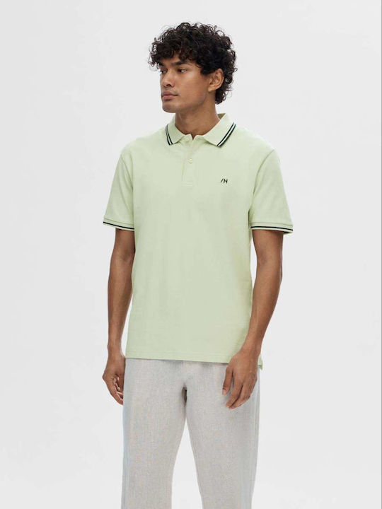 Selected Homme Bluza Bărbătească cu Mânecă Scurtă Polo Verde