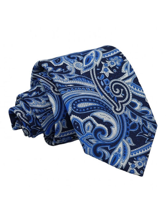 Königsblaue Paisley bedruckte Krawatte 7,5 cm