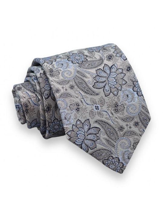 Silk Tie Gray Blue Blue Floral 8cm