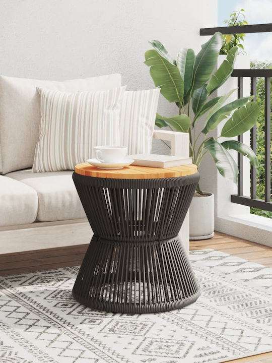 Auxiliary Table for Small Outdoor Spaces Made of Acacia with Metal Frame Solid Acacia 45x45x44cm