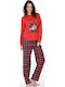 MEI Winter Damen Pyjama-Set Rot