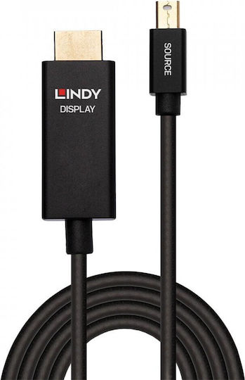 Lindy Cable mini DisplayPort male - DisplayPort male 2m Μαύρο