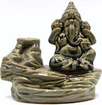 Keramikbrenner Ganesha mit umgekehrtem Fluss Kegel 10cm Grau