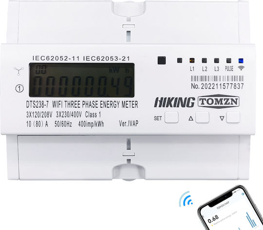 Tomzn Elektrische Messgeräte Digital Schiene Dreiphasig Wi-Fi Tuya DTS238-7WIFIVAP