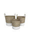 InTheBox Set of Decorative Baskets Straw with Handles White 33x33x39cm 3pcs