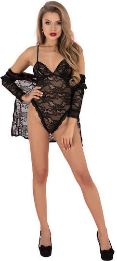 Livia Corsetti Sexy Σετ με Ρόμπα με Δαντέλα Μαύρο