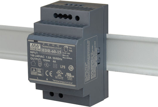 Mean Well Тръбнохранителен блок с изход 15V и мощност 60W 4Спецификация