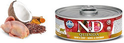 Farmina Quinoa Skin & Coat Wet Food for Adult Cat in Can Without Cereals 80gr Quail/Coconut