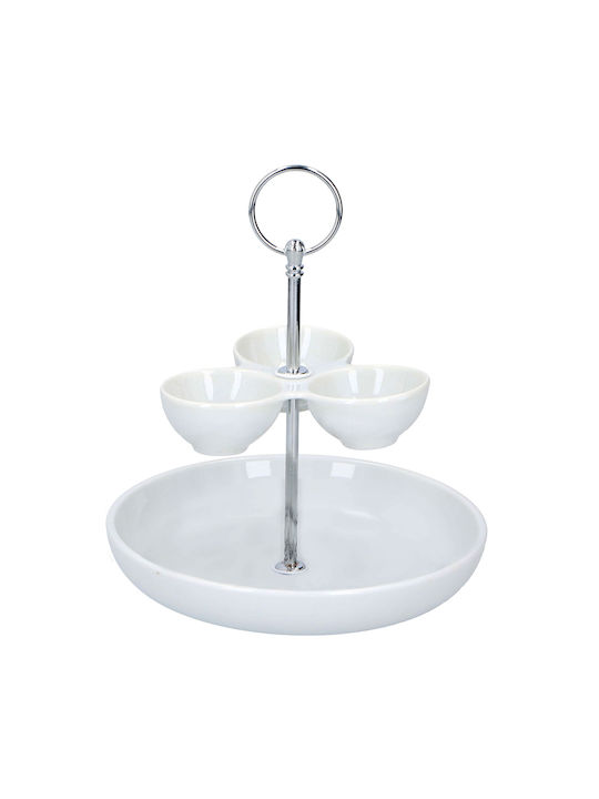 Alpina Appliances Ceramic Dessert Tower Stand with 2 Tiers White Ø18cmxY22cm 18x17.5x22cm