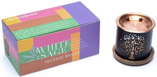 Gift Set Smudge White Sage Καυστήρας Θυμιαμάτων Tree Life + 12 Κύβοι Θυμιάματος