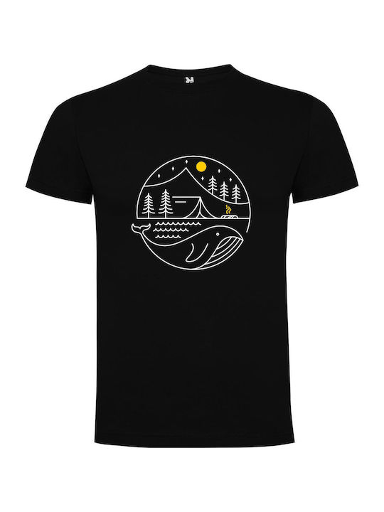 iLovePrints Whale Camp Contrast Art T-shirt Schwarz