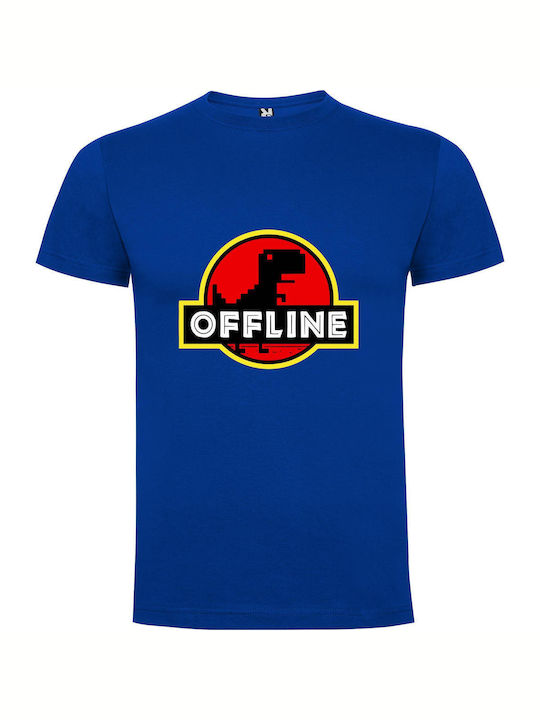 iLovePrints Pixel Dino: Retro Rampage T-shirt Blue