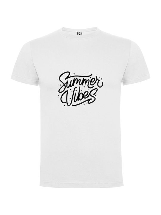 iLovePrints Blue Summer Vibes Tricou Alb