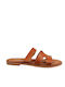 Tan Leather Slip-on Sandals Scratch