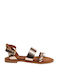 Bronze Braided Sandals with Toe Loop