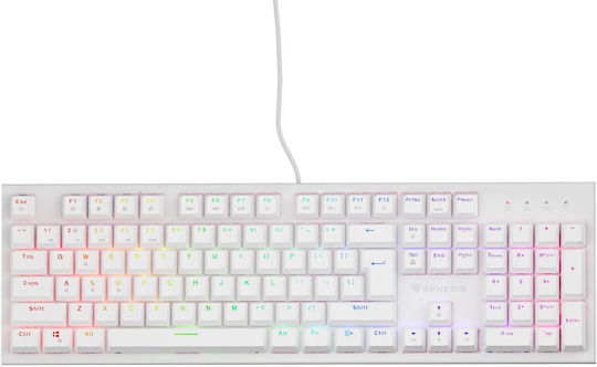 Genesis Thor 303 Gaming Μηχανικό Πληκτρολόγιο με Outemu Peach Silent διακόπτες και RGB φωτισμό (Αγγλικό US) Λευκό