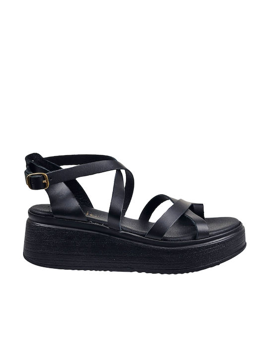 Black Flatforms Toe & Ankle Strap