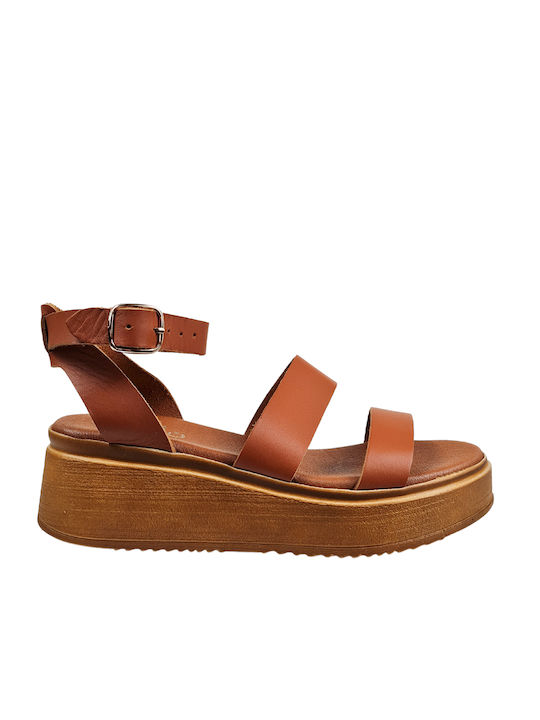 Tan Flatforms Double Strap & Ankle Buckle