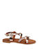 Bronzene flache Sandalen mit Glitzergeflecht