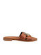 Tan Leather Sandals with Gold Decoration