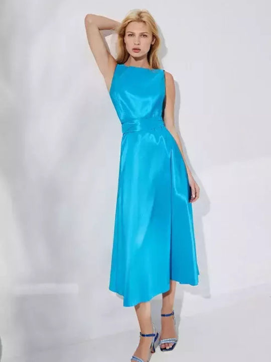 Desiree Midi Βραδινό Φόρεμα Μπλε