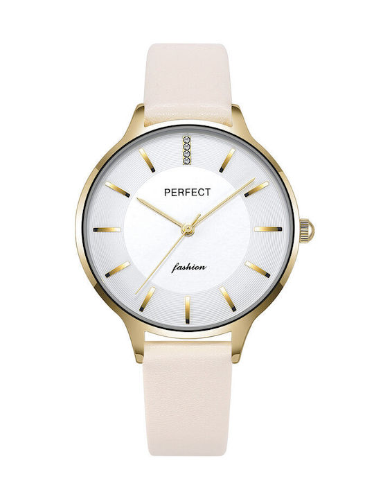 Perfect Watch with White Leather Strap