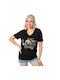 Potre Women's T-shirt Animal Print Black