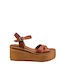 Tan Cross Strap Platform Sandals