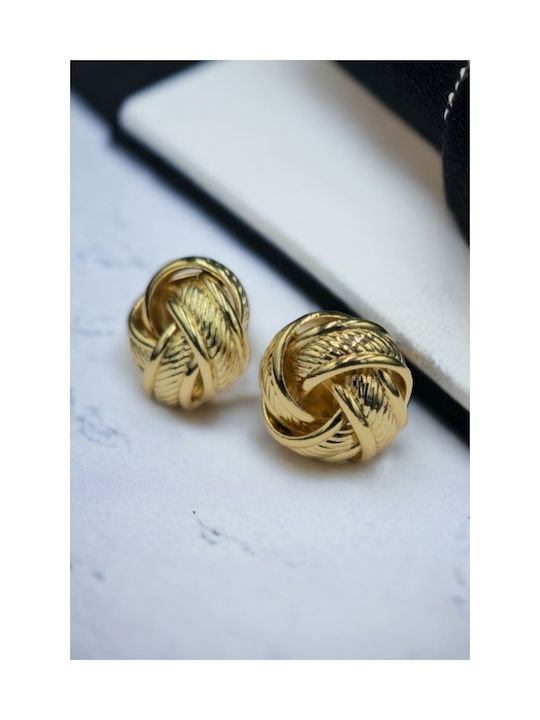 Gold Stud Earrings with Wide Knot