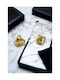 Gold Stud Earrings with Open Knot