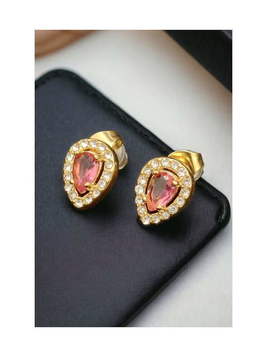 Earrings made of Steel Gold Plated with Stones