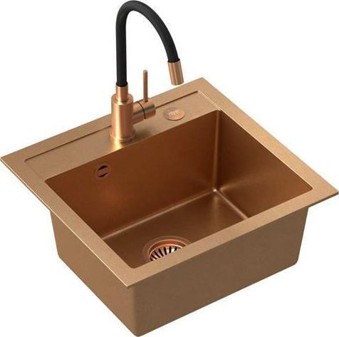 Steiner Drop-In Spüle Inox mit Wasserhahn B77xT44cm Schwarz